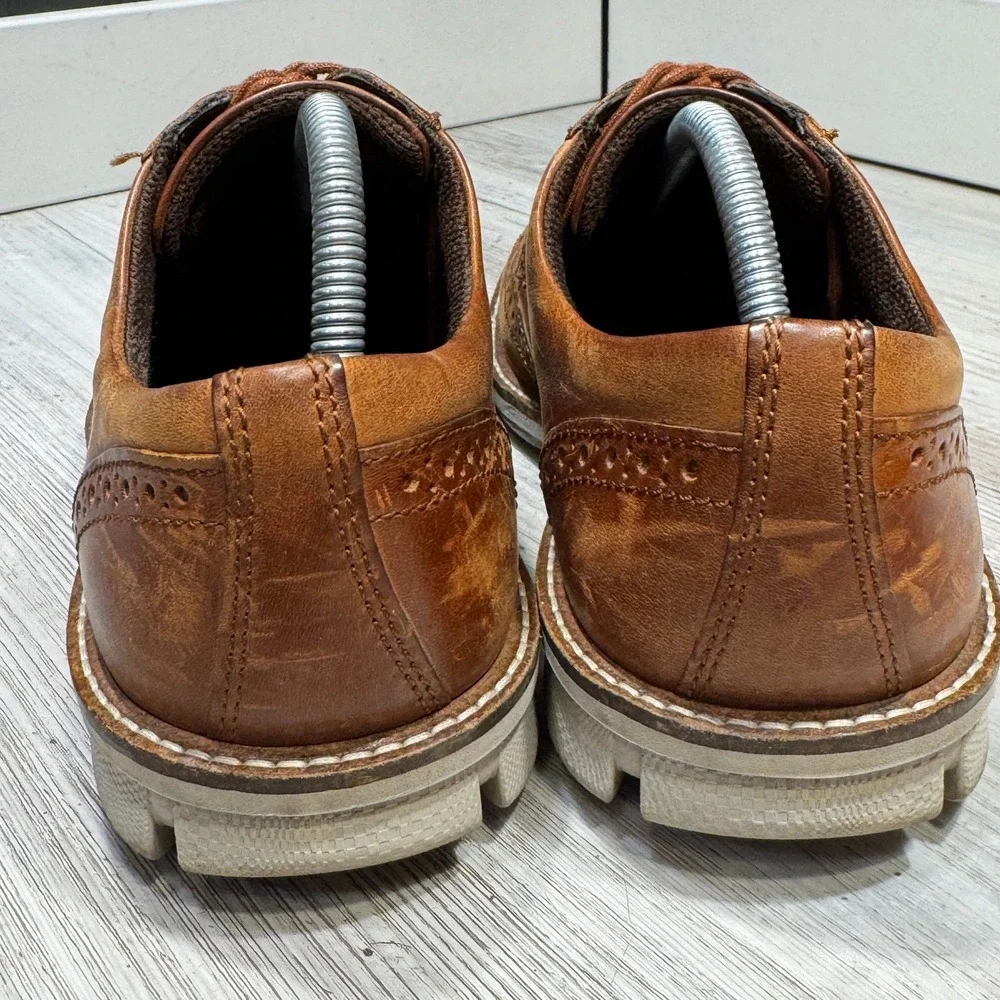 Ecco Wingtop Oxford Leather‎ Shoes Mens Sz 10 Light Brown 60267401053